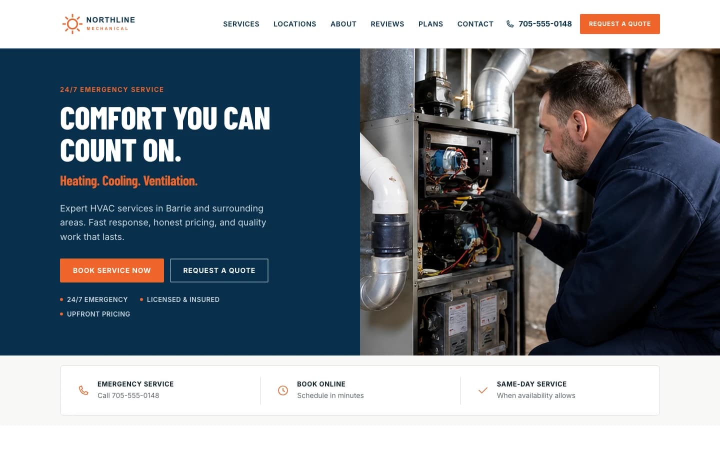 Northline Mechanical — live WordPress demo home page